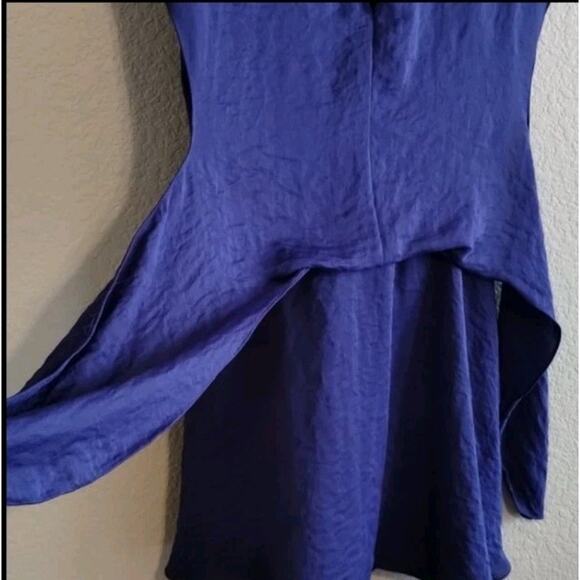 Rebecca Taylor Recycled Polyester Flowy Crepey Purple-Blue Cap Slv Mini Dress 6 - Picture 9 of 12
